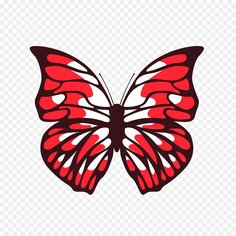 美丽红色卡通蝴蝶