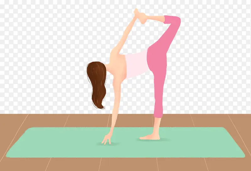 手绘人物插画做瑜伽健身的女孩插