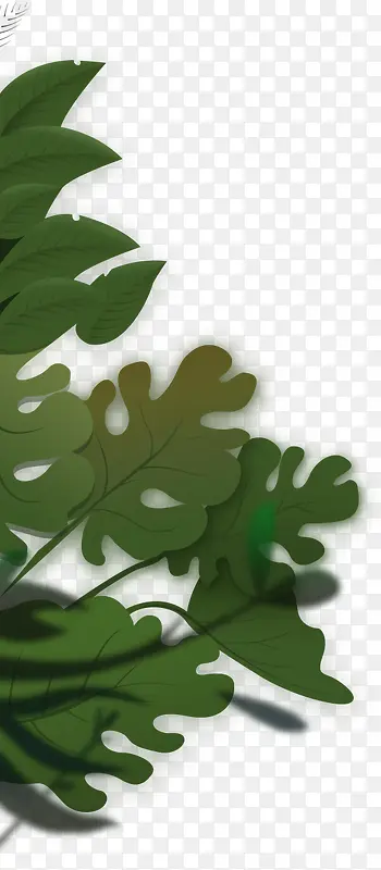 绿色简约树叶装饰图案