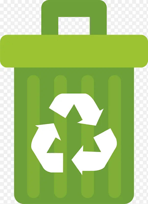 绿色扁平回收垃圾桶