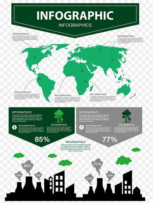 绿色生态环境图表矢量