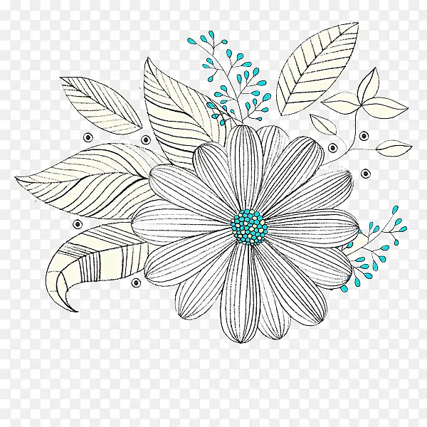 手绘树叶里的花PNG图片素材下载_图片编号qlvlanae-免抠素材网