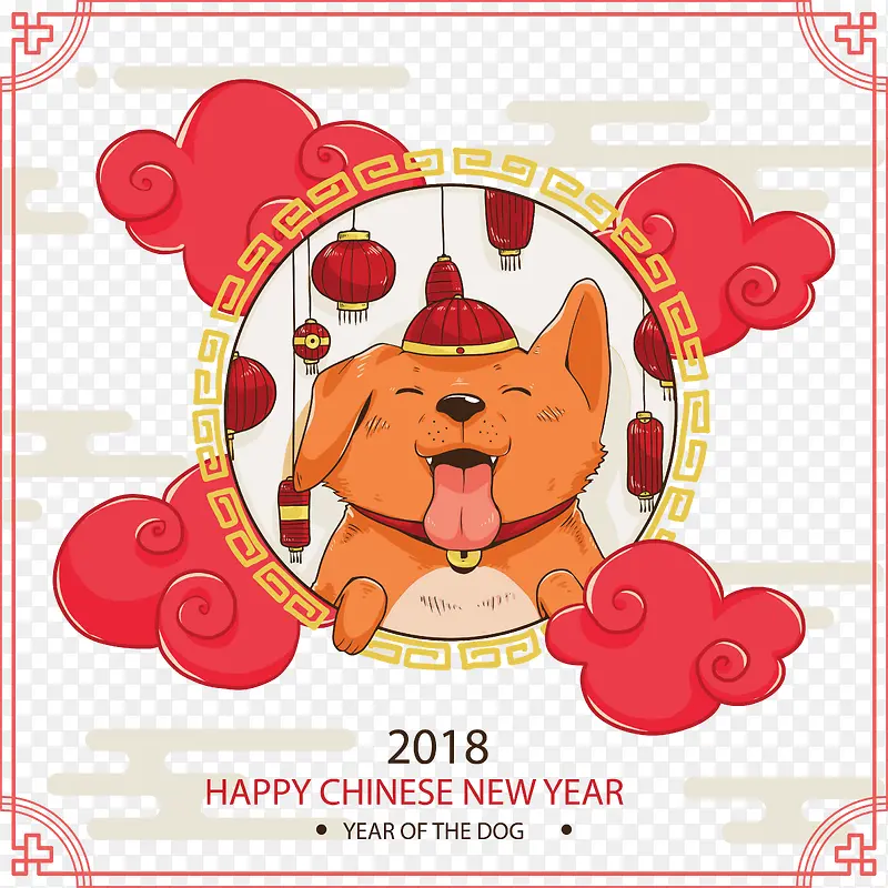 中国风祥云狗狗海报