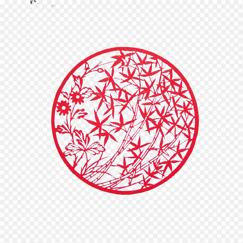 中国风元素竹剪纸素材