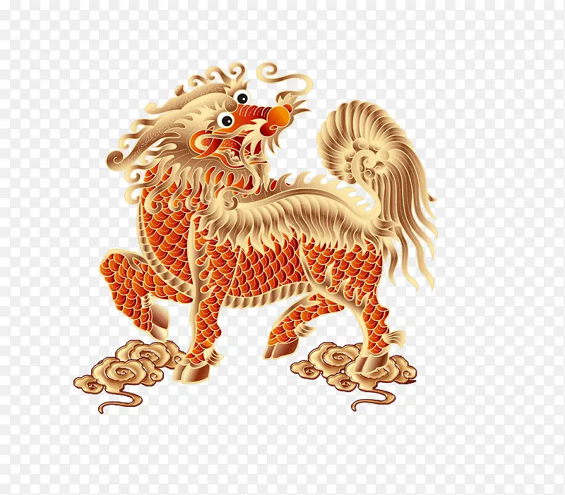 中国风红色麒麟装饰