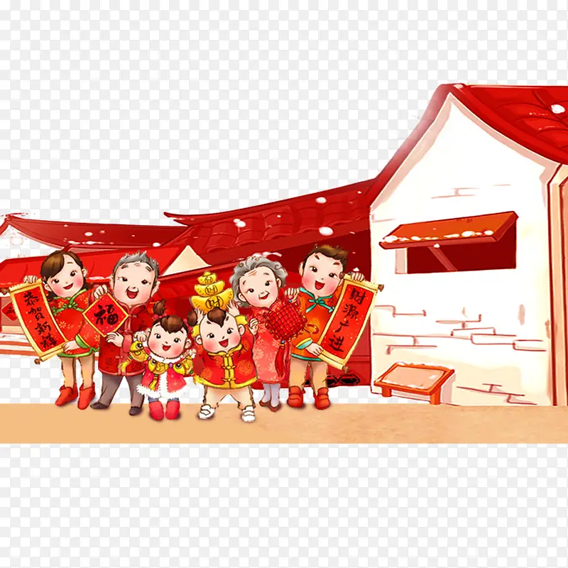 红色的喜庆中国年插画