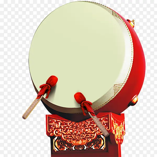 中国红鼓与鼓槌