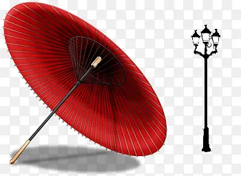 红色中国风雨伞油纸伞