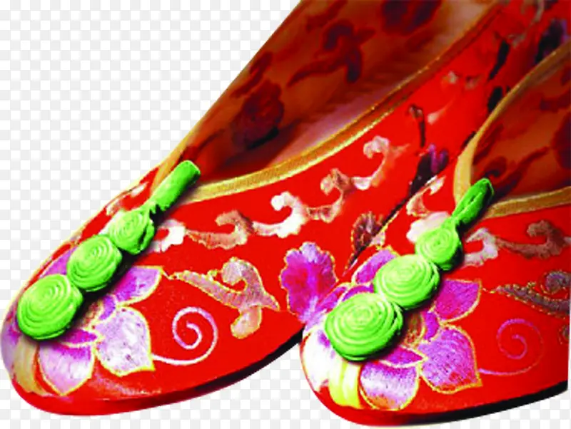 红色花纹中国结女鞋