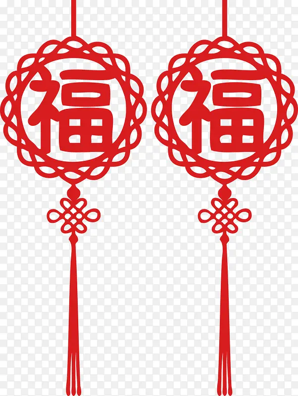 红色卡通福字中国结