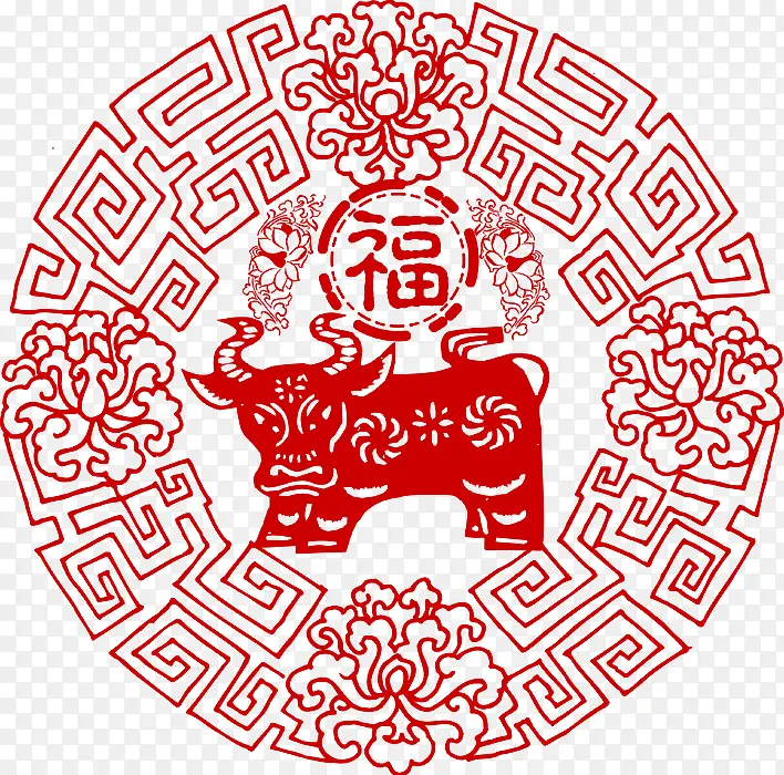 红色中国传统艺术剪纸