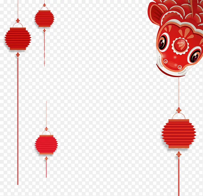 免抠中国风节日灯笼装饰