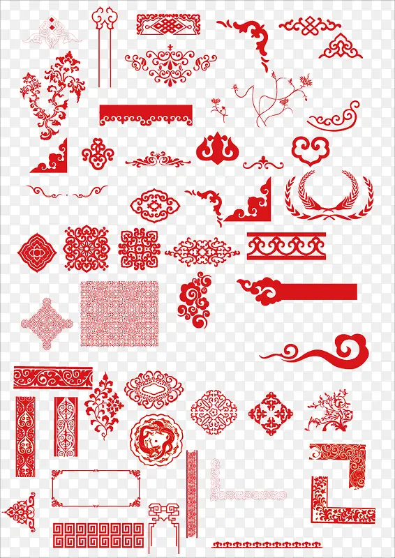 多种中国元素花边花纹