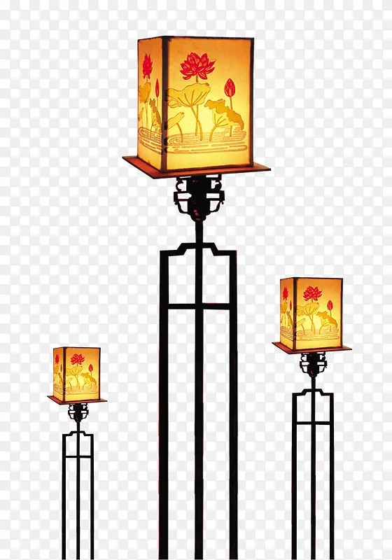 黄色中国风灯笼装饰图案