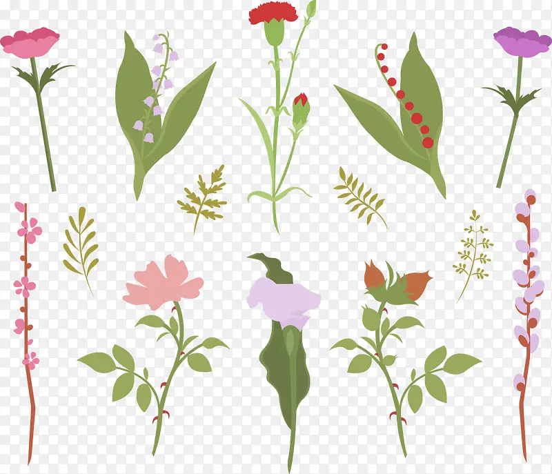 矢量手绘花朵植物装饰
