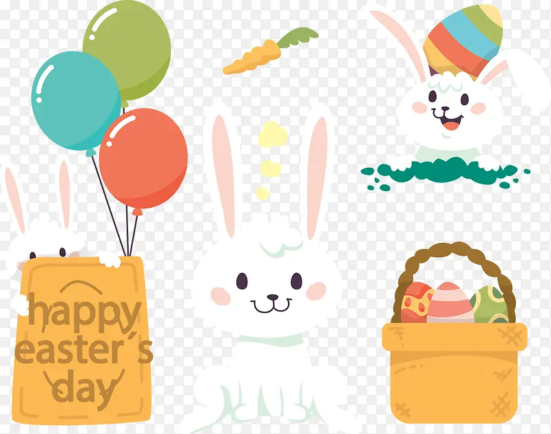可爱卡通兔子与气球