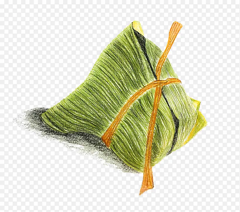 绿色手绘粽子美食元素