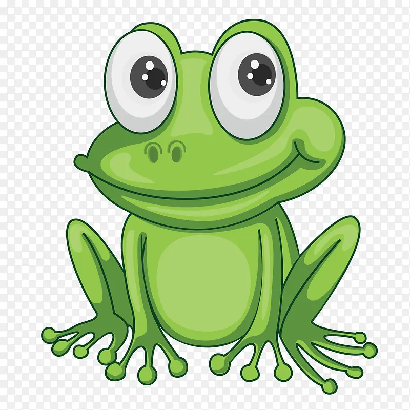 矢量手绘绿色青蛙