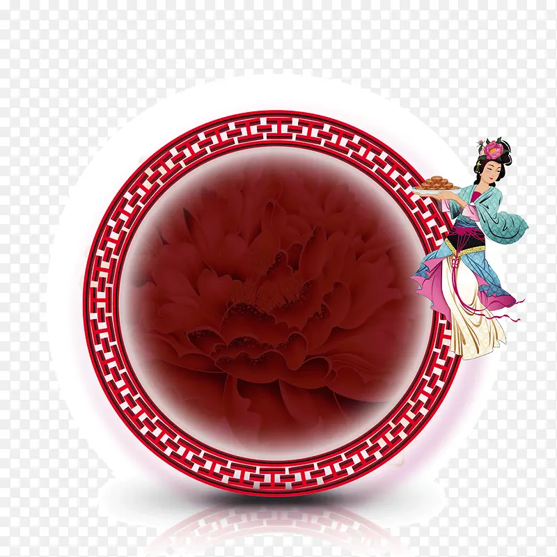 中秋节 节日元素 红色圆环 嫦娥