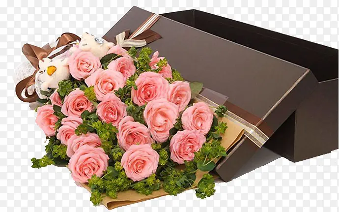 粉色玫瑰花礼物盒