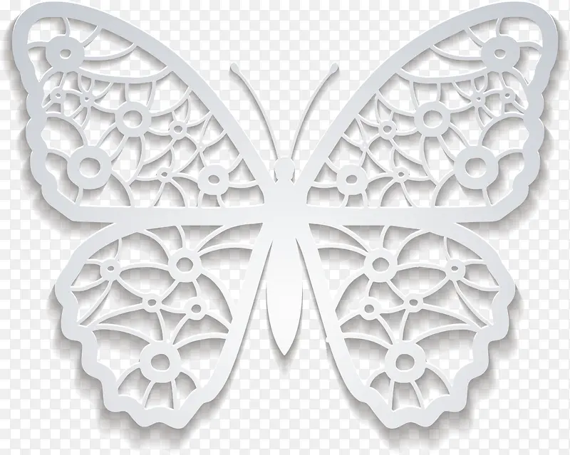 创意白色剪纸蝴蝶