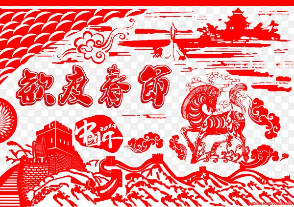 中国风文化剪纸素材