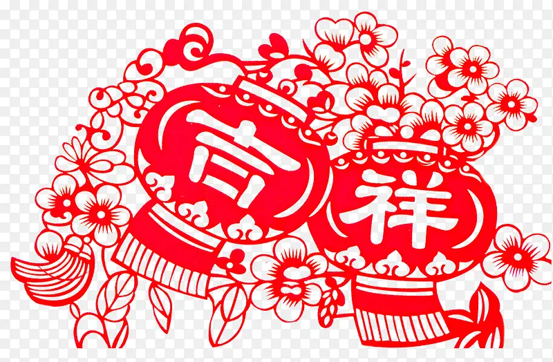 吉祥灯笼剪纸PNG图片素材下载_图片编号yarapbml-免抠素材网