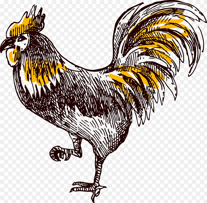 卡通手绘鸡年铅笔公鸡