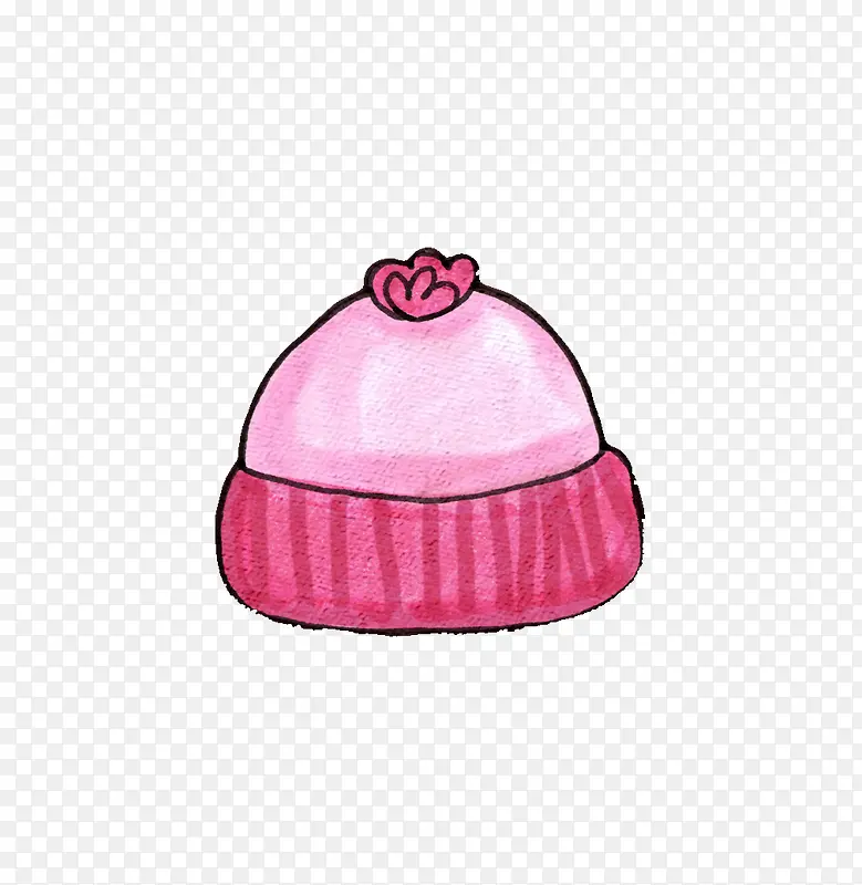 粉色手绘水彩冬季帽子