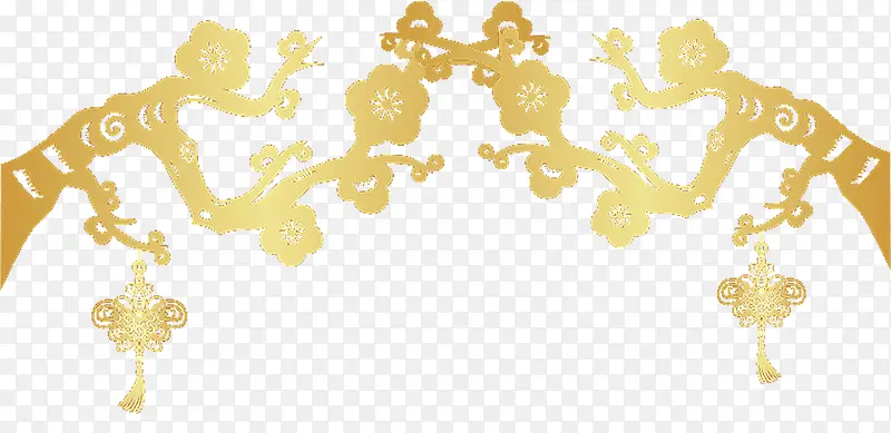 金色新年梅花装饰图案