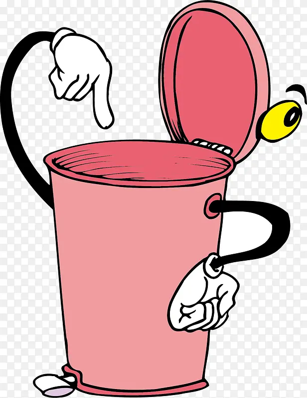 卡通粉色垃圾桶矢量