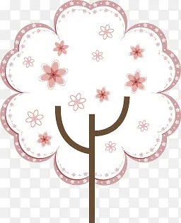 粉色鲜花卡通树