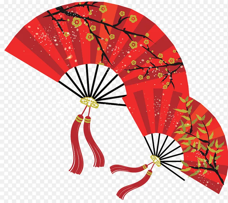 红色中国风扇子