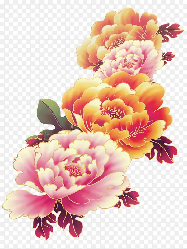 中国风春节牡丹花