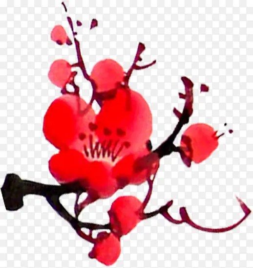 效果红色花朵设计梅花