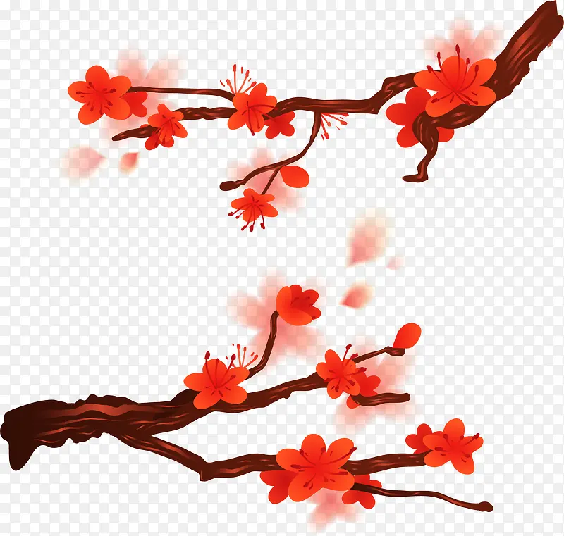 矢量红梅素材
