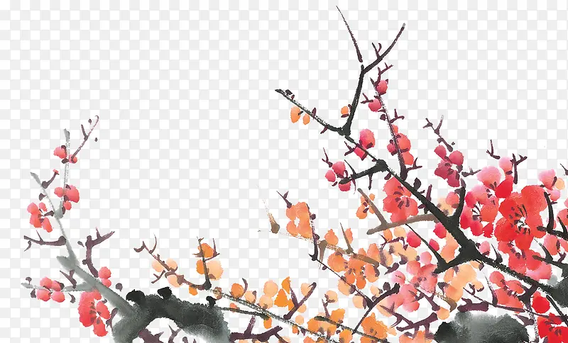 水墨水彩梅花