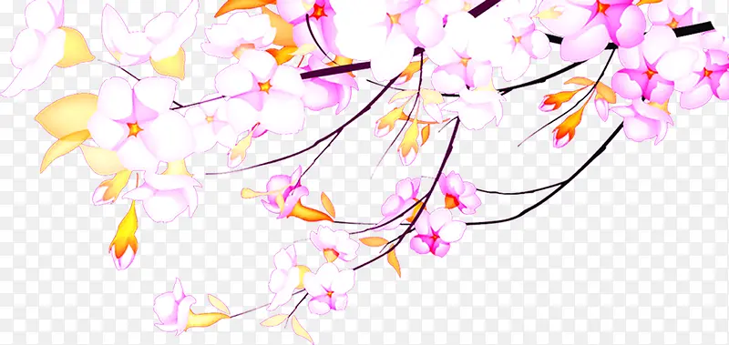 粉黄色手绘梅花装饰