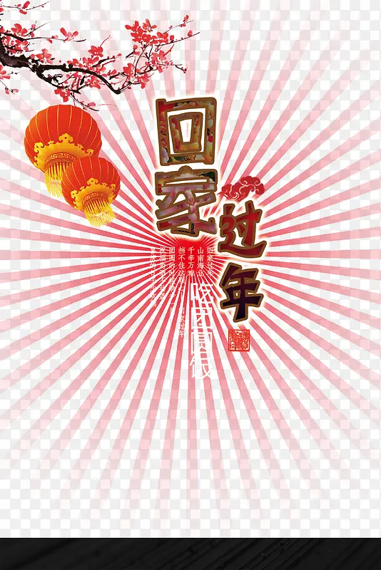 中国风红色回家过年海报