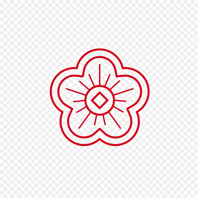 红色春节可爱手绘花朵梅花PNG图片素材下载_图片编号yzopejjl-免抠素材网