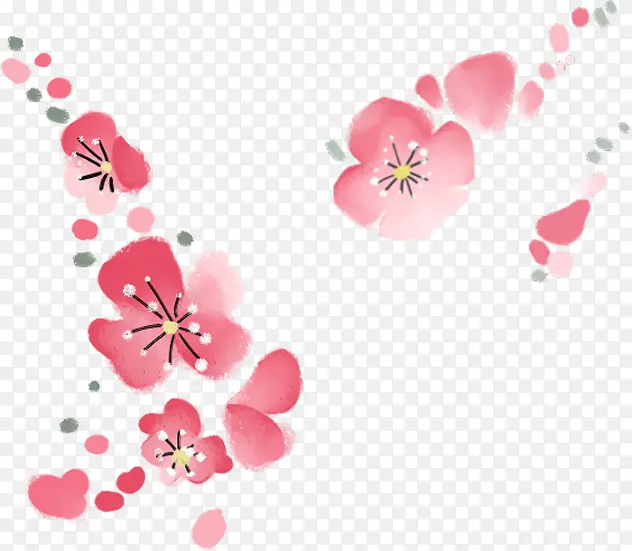 粉色漂浮复古梅花