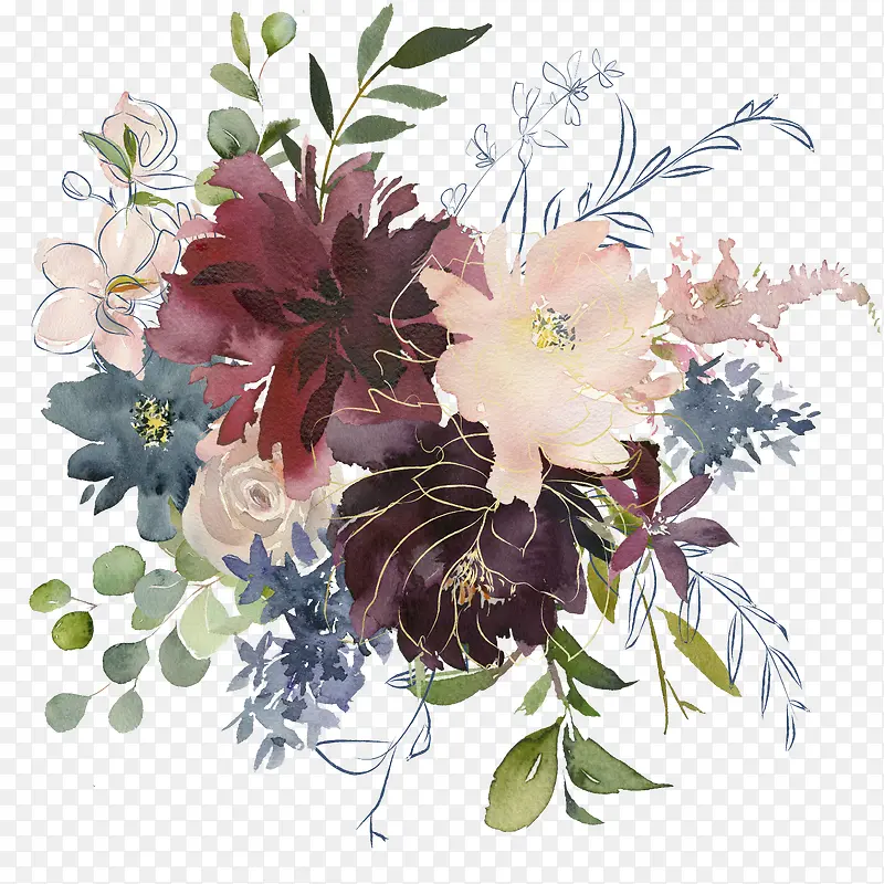 手绘装饰花卉花朵PNG图片素材下载_图片编号qarabbvn-免抠素材网