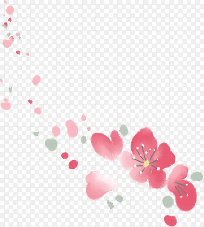 手绘粉色漂浮梅花装饰