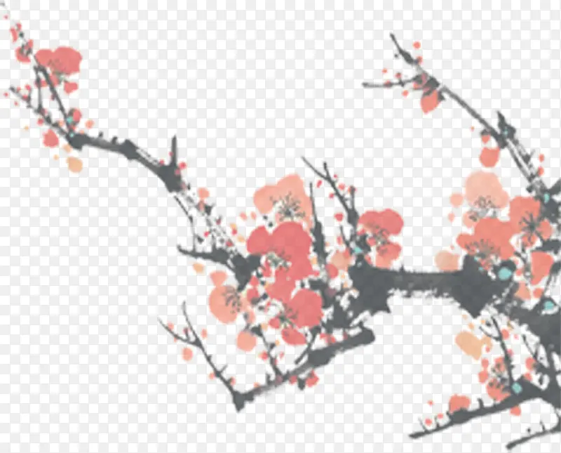 红色复古冬季梅花
