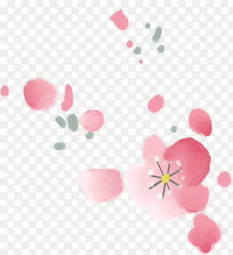 手绘粉色漂浮梅花花朵