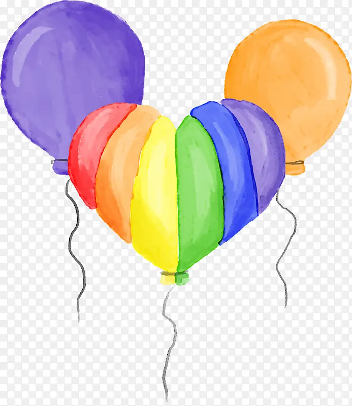 矢量手绘水彩气球