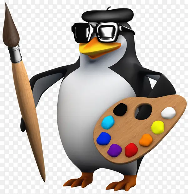 手绘绘画的企鹅