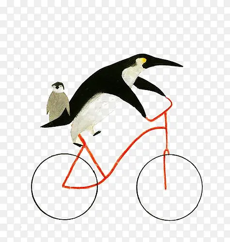骑自行车的企鹅