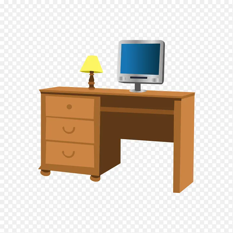 桌子台灯和电脑