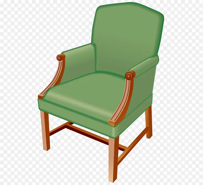 矢量卡通家居绿色椅子